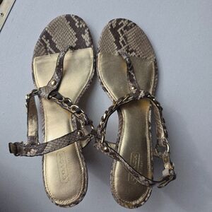 Coach Sandal Wedge Snakeskin Gold Chain Glam Old Money Resort Women’s 10 EUC